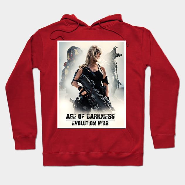 Ages OF Darkness Evolution War Dark Shirt 2 sided Hoodie by Empire Motion Pictures